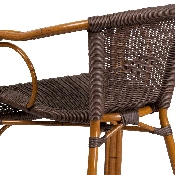 Cadiz Series Dark Brown Rattan Restaurant Patio Chair with Red Bamboo-Aluminum Frame, SDA-AD632009D-2-GG