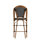 Bordeaux Stackable Indoor/Outdoor French Bistro 26" High Counter Height Stool, Commercial Grade, Black/White and Bamboo Finish, SDA-AD642001-CS-BKWH-NAT-GG