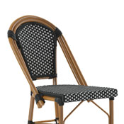 Bordeaux Stackable Indoor/Outdoor French Bistro 26" High Counter Height Stool, Commercial Grade, Black/White and Bamboo Finish, SDA-AD642001-CS-BKWH-NAT-GG