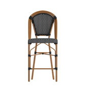 Bordeaux Stackable Indoor/Outdoor French Bistro 26" High Counter Height Stool, Commercial Grade, Black/White and Bamboo Finish, SDA-AD642001-CS-BKWH-NAT-GG