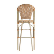 Lourdes Stackable Indoor/Outdoor French Bistro 30" High Barstool, Commercial Grade, Natural/White and Light Natural Finish, SDA-AD642001-F-BS-NATWH-LTNAT-GG