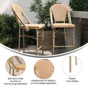 Lourdes Stackable Indoor/Outdoor French Bistro 30" High Barstool, Commercial Grade, Natural/White and Light Natural Finish, SDA-AD642001-F-BS-NATWH-LTNAT-GG