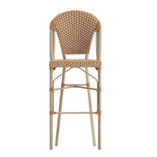 Lourdes Stackable Indoor/Outdoor French Bistro 30" High Barstool, Commercial Grade, Natural/White and Light Natural Finish, SDA-AD642001-F-BS-NATWH-LTNAT-GG
