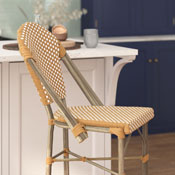 Lourdes Stackable Indoor/Outdoor French Bistro 30" High Barstool, Commercial Grade, Natural/White and Light Natural Finish, SDA-AD642001-F-BS-NATWH-LTNAT-GG
