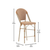 Lourdes Stackable Indoor/Outdoor French Bistro 26" High Counter Height Stool, Commercial Grade, Natural/White and Light Natural Finish, SDA-AD642001-F-CS-NATWH-LTNAT-GG