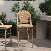 Lourdes Stackable Indoor/Outdoor French Bistro 26" High Counter Height Stool, Commercial Grade, Natural/White and Light Natural Finish, SDA-AD642001-F-CS-NATWH-LTNAT-GG