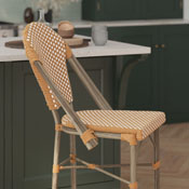 Lourdes Stackable Indoor/Outdoor French Bistro 26" High Counter Height Stool, Commercial Grade, Natural/White and Light Natural Finish, SDA-AD642001-F-CS-NATWH-LTNAT-GG