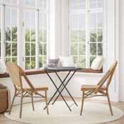 Lourdes Indoor/Outdoor Commercial French Bistro Stacking Chair, Natural/White PE Rattan Back and Seat, Bamboo Print Aluminum Frame in Light Natural, SDA-AD642001-F-NATWH-LTNAT-GG
