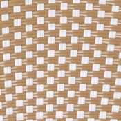 Lourdes Indoor/Outdoor Commercial French Bistro Stacking Chair, Natural/White PE Rattan Back and Seat, Bamboo Print Aluminum Frame in Light Natural, SDA-AD642001-F-NATWH-LTNAT-GG