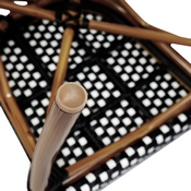 Lourdes Indoor/Outdoor Commercial Thonet French Bistro Stacking Chair with Arms, Black and White PE Rattan and Bamboo Print Aluminum Frame, SDA-AD642002A-BKWH-NAT-GG