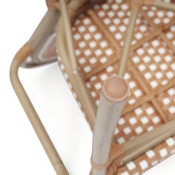 Lourdes Indoor/Outdoor Commercial Thonet French Bistro Stacking Chair with Arms, Natural/White PE Rattan and Bamboo Print Aluminum Frame in Lt Natural, SDA-AD642002A-NATWH-LTNAT-GG