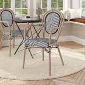 Marseille Indoor/Outdoor Commercial Thonet French Bistro Stacking Chair with Arms, Black/White Textilene and Bamboo Print Aluminum Frame in Natural, SDA-AD642002A-TXT-BLKWH-LTNAT-GG