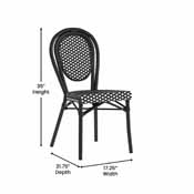 Lourdes Indoor/Outdoor Commercial Thonet French Bistro Stacking Chair, Black and White PE Rattan and Black Aluminum Frame, SDA-AD642002S-BKWH-BK-GG