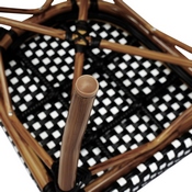 Lourdes Indoor/Outdoor Commercial Thonet French Bistro Stacking Chair, Black and White PE Rattan and Bamboo Print Aluminum Frame in Natural, SDA-AD642002S-BKWH-NAT-GG