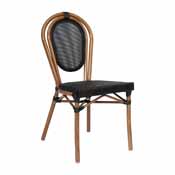 Marseille Indoor/Outdoor Commercial Thonet French Bistro Stacking Chair, Black Textilene and Bamboo Print Aluminum Frame in Natural, SDA-AD642002S-TXT-BK-NAT-GG