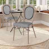 Marseille Indoor/Outdoor Commercial Thonet French Bistro Stacking Chair, Black/White Textilene and Bamboo Print Aluminum Frame in LT Natural, SDA-AD642002S-TXT-BLKWH-LTNAT-GG