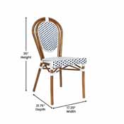 Lourdes Indoor/Outdoor Commercial Thonet French Bistro Stacking Chair, White and Navy PE Rattan and Bamboo Print Aluminum Frame in Natural, SDA-AD642002S-WHNVY-NAT-GG