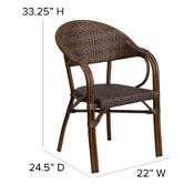 Milano Series Cocoa Rattan Restaurant Patio Chair with Bamboo-Aluminum Frame, SDA-AD642003R-1-GG