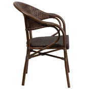 Milano Series Cocoa Rattan Restaurant Patio Chair with Bamboo-Aluminum Frame, SDA-AD642003R-1-GG