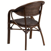 Milano Series Cocoa Rattan Restaurant Patio Chair with Bamboo-Aluminum Frame, SDA-AD642003R-1-GG
