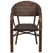 Milano Series Cocoa Rattan Restaurant Patio Chair with Bamboo-Aluminum Frame, SDA-AD642003R-1-GG