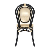Cannes Indoor/Outdoor Commercial Thonet French Bistro Stacking Chair, Natural PE Cane Rattan and Black Aluminum Frame, SDA-AD642110-1-NAT-BK-GG