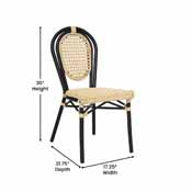 Cannes Indoor/Outdoor Commercial Thonet French Bistro Stacking Chair, Natural PE Cane Rattan and Black Aluminum Frame, SDA-AD642110-1-NAT-BK-GG
