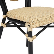 Cannes Indoor/Outdoor Commercial Thonet French Bistro Stacking Chair, Natural PE Cane Rattan and Black Aluminum Frame, SDA-AD642110-1-NAT-BK-GG