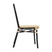 Cannes Indoor/Outdoor Commercial Thonet French Bistro Stacking Chair, Natural PE Cane Rattan and Black Aluminum Frame, SDA-AD642110-1-NAT-BK-GG