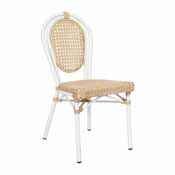 Cannes Indoor/Outdoor Commercial Thonet French Bistro Stacking Chair, Natural PE Cane Rattan and White Aluminum Frame, SDA-AD642110-1-NAT-WH-GG