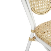 Cannes Indoor/Outdoor Commercial Thonet French Bistro Stacking Chair, Natural PE Cane Rattan and White Aluminum Frame, SDA-AD642110-1-NAT-WH-GG