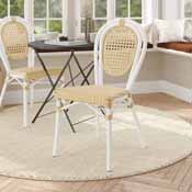 Cannes Indoor/Outdoor Commercial Thonet French Bistro Stacking Chair, Natural PE Cane Rattan and White Aluminum Frame, SDA-AD642110-1-NAT-WH-GG