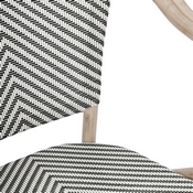 Marseille Indoor/Outdoor Commercial French Bistro Stacking Chair with Arms, Black/White Textilene and Bamboo Print Aluminum Frame in LT Natural, SDA-ADS642108-BLKWH-LTNAT-GG