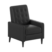 Ezra Mid-Century Modern LeatherSoft Upholstered Button Tufted Pushback Recliner in Black for Residential & Commercial Use, SG-SX-80415N-BK-GG