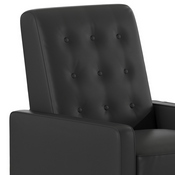 Ezra Mid-Century Modern LeatherSoft Upholstered Button Tufted Pushback Recliner in Black for Residential & Commercial Use, SG-SX-80415N-BK-GG