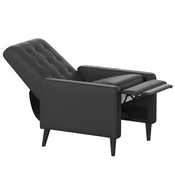 Ezra Mid-Century Modern LeatherSoft Upholstered Button Tufted Pushback Recliner in Black for Residential & Commercial Use, SG-SX-80415N-BK-GG