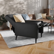 Ezra Mid-Century Modern LeatherSoft Upholstered Button Tufted Pushback Recliner in Black for Residential & Commercial Use, SG-SX-80415N-BK-GG