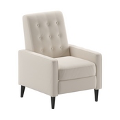 Ezra Mid-Century Modern LeatherSoft Upholstered Button Tufted Pushback Recliner in Cream for Residential & Commercial Use, SG-SX-80415N-CRM-GG