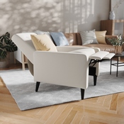 Ezra Mid-Century Modern LeatherSoft Upholstered Button Tufted Pushback Recliner in Cream for Residential & Commercial Use, SG-SX-80415N-CRM-GG