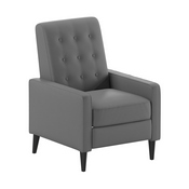 Ezra Mid-Century Modern LeatherSoft Upholstered Button Tufted Pushback Recliner in Light Gray for Residential & Commercial Use, SG-SX-80415N-LGY-GG
