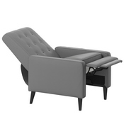 Ezra Mid-Century Modern LeatherSoft Upholstered Button Tufted Pushback Recliner in Light Gray for Residential & Commercial Use, SG-SX-80415N-LGY-GG