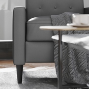 Ezra Mid-Century Modern LeatherSoft Upholstered Button Tufted Pushback Recliner in Light Gray for Residential & Commercial Use, SG-SX-80415N-LGY-GG