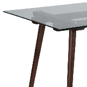 Meriden 31.5" x 55" Rectangular Solid Walnut Wood Table with Clear Glass Top, SK-17GC-034-W-GG