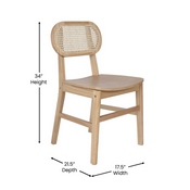 Jacob Set of 2 Commercial Cane Rattan Dining and Event Chairs with Solid Wood Frame and Seat, Natural, SK-220902-NAT-GG