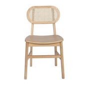 Jacob Set of 2 Commercial Cane Rattan Dining and Event Chairs with Solid Wood Frame and Seat, Natural, SK-220902-NAT-GG