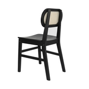 Jacob Set of 2 Commercial Cane Rattan Dining and Event Chairs with Solid Wood Frame and Seat, Natural/Black, SK-220902-NATBLK-GG