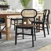 Jacob Set of 2 Commercial Cane Rattan Dining and Event Chairs with Solid Wood Frame and Seat, Natural/Black, SK-220902-NATBLK-GG