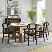 Jacob Set of 2 Commercial Cane Rattan Dining and Event Chairs with Solid Wood Frame and Seat, Natural/Black, SK-220902-NATBLK-GG