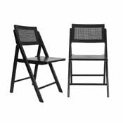 Galene Set of 2 Cane Rattan Folding Chairs with Solid Wood Frame and Seat and Ventilated Back, Perfect for Events or Additional Seating, Natural/Black, SK-220905-BLK-GG