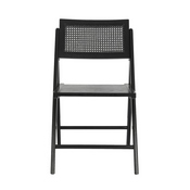 Galene Set of 2 Cane Rattan Folding Chairs with Solid Wood Frame and Seat and Ventilated Back, Perfect for Events or Additional Seating, Natural/Black, SK-220905-BLK-GG